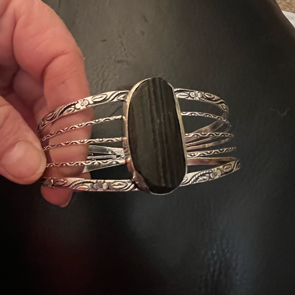 Raw Tourmaline gemstone cuff bracelet